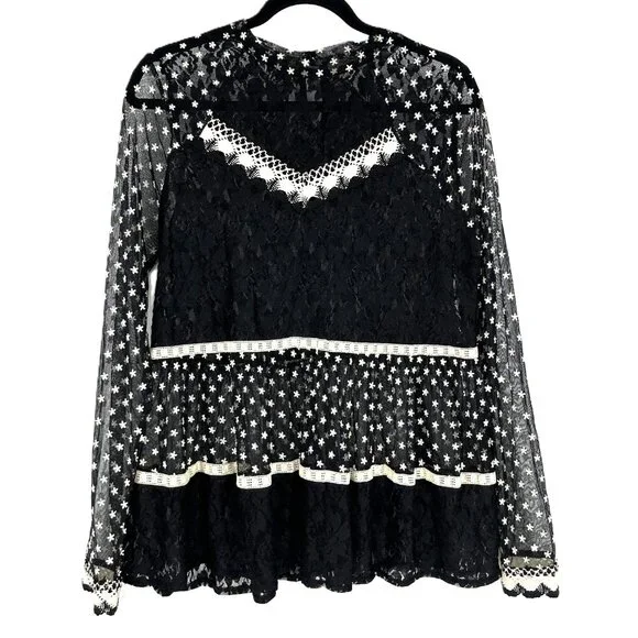 Anthropologie Black and White Lace Blouse - Picture 2 of 9